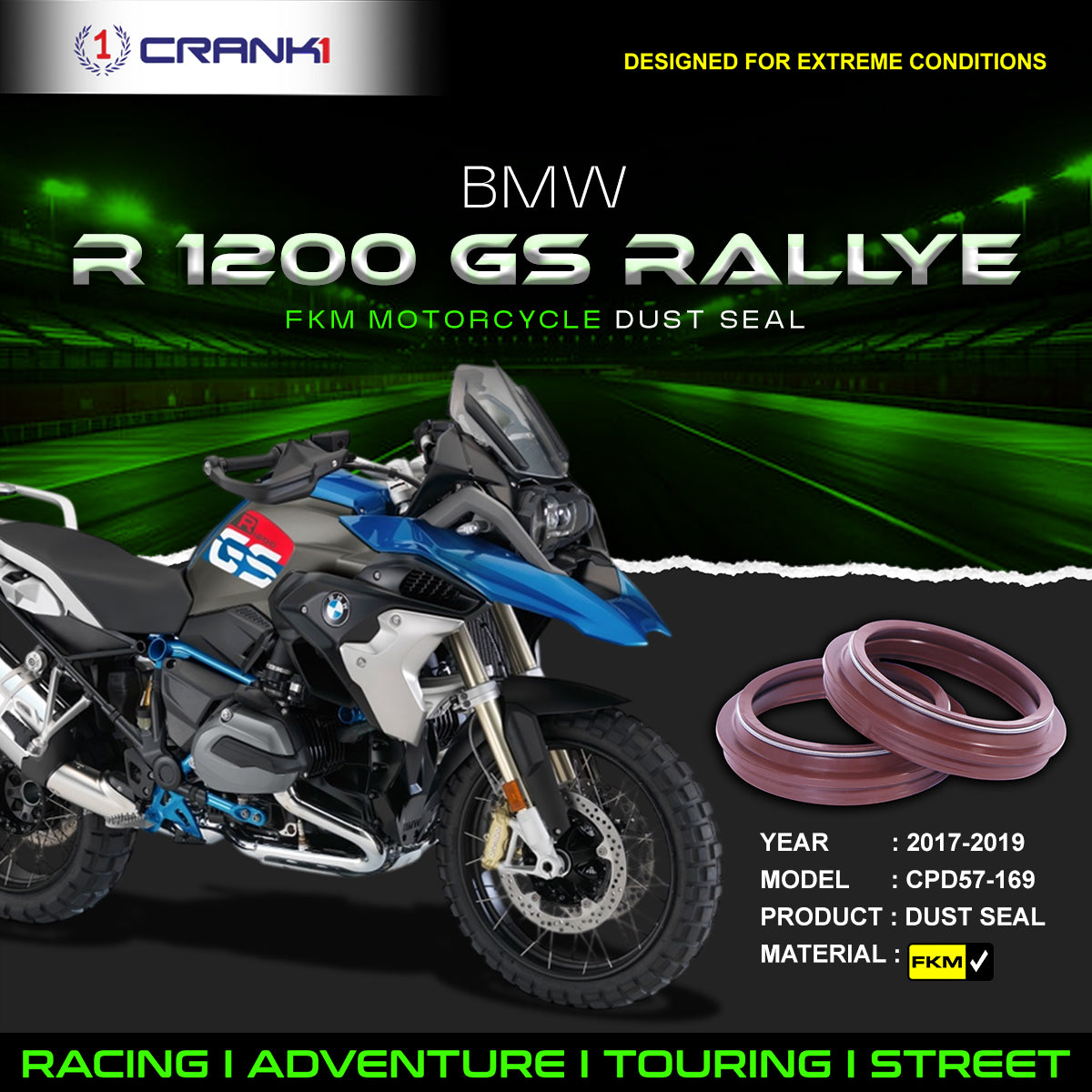Fork Dust Seals Pair For BMW R 1200 GS Rallye 2017-2019 - CPD57-169 - CRANK1