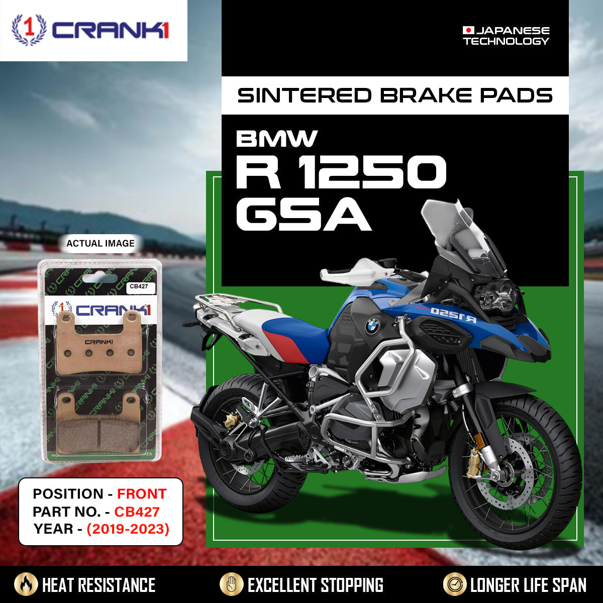Sintered Brake Pads For BMW R 1250 GSA 2019-2023 - Front - CB427 - 2 Sets Required - CRANK1