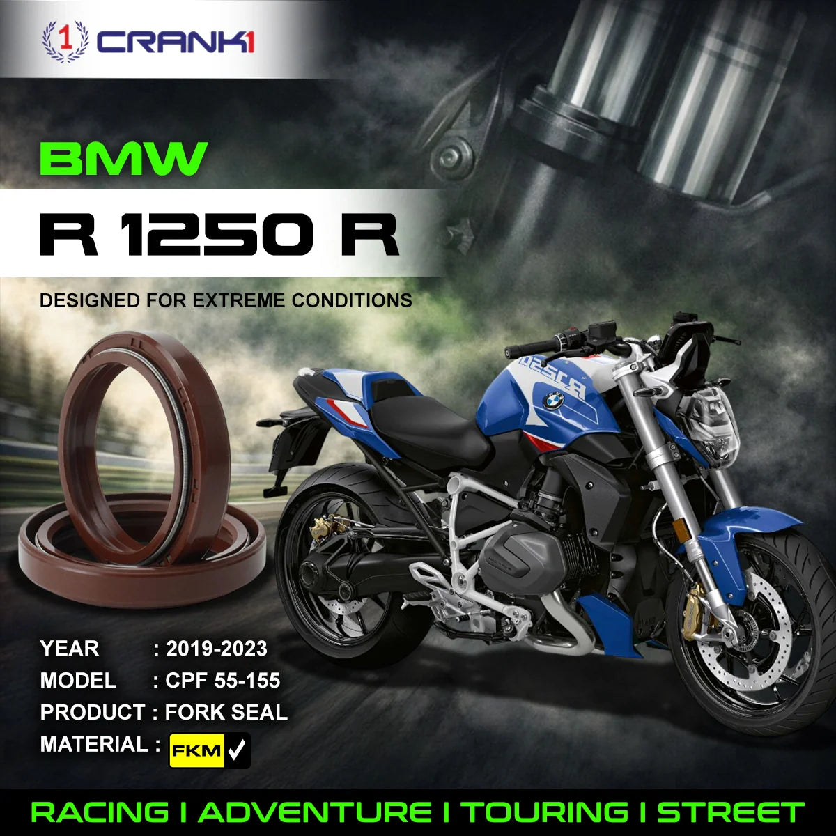 Fork Oil Seals Pair For BMW R 1250 R 2019-2023 - CPF55-155 - CRANK1