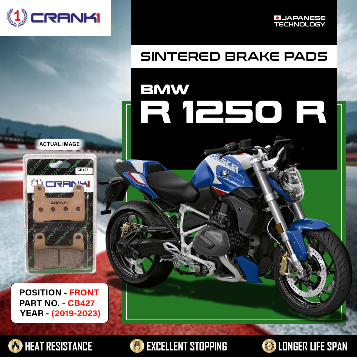 Sintered Brake Pads For BMW R 1250 R 2019-2023 - Front - CB427 - 2 Sets Required - CRANK1