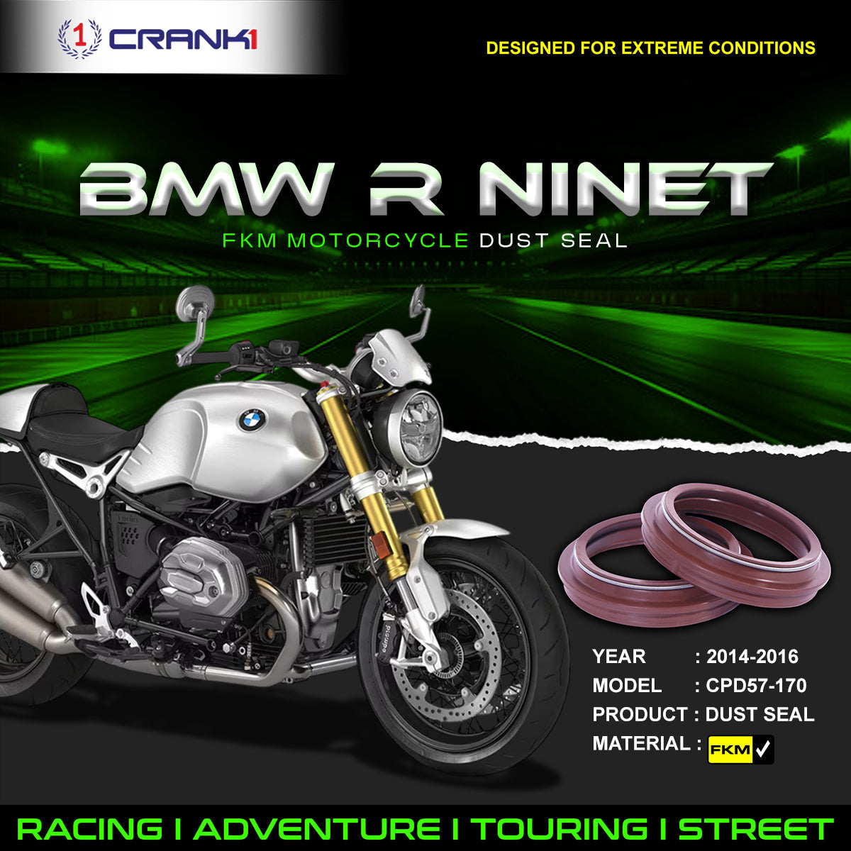 Fork Dust Seals Pair For BMW R nineT 2014-2016 - CPD57-170 - CRANK1