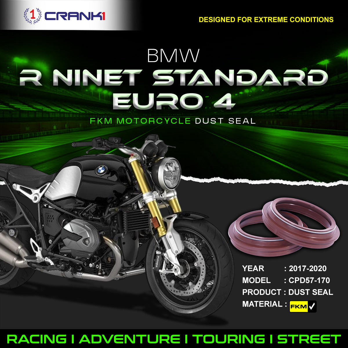Fork Dust Seals Pair For BMW R nineT Standard Euro 4 2017-2020 - CPD57-170 - CRANK1