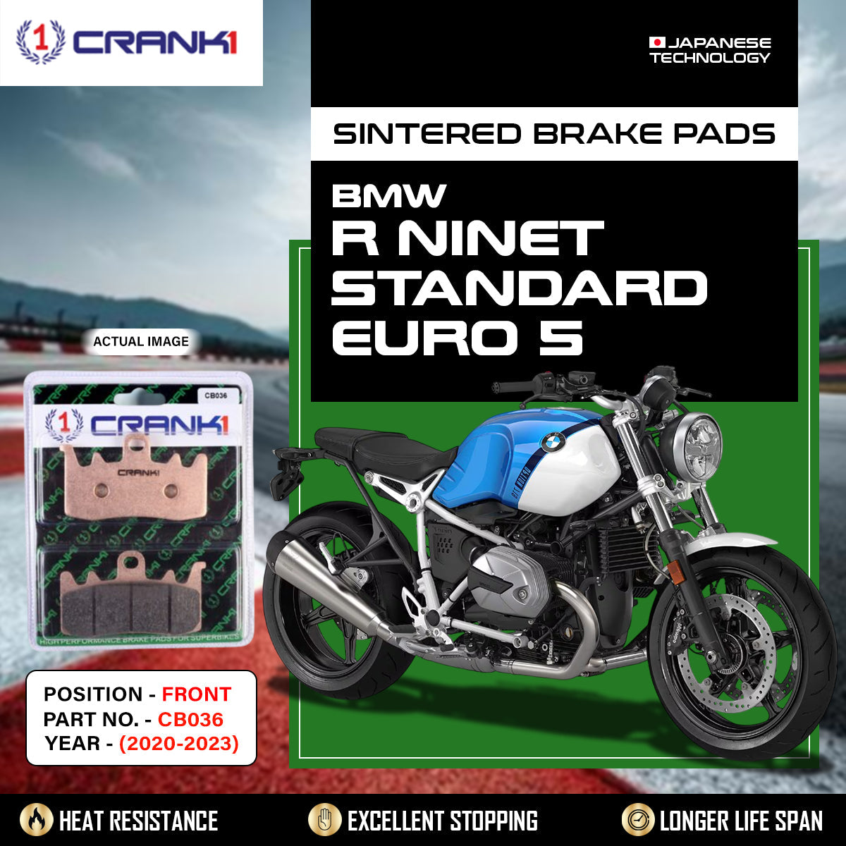 Sintered Brake Pads For BMW R nineT Standard Euro 5 2020-2023 - Front - CB036 - 2 Sets - CRANK1