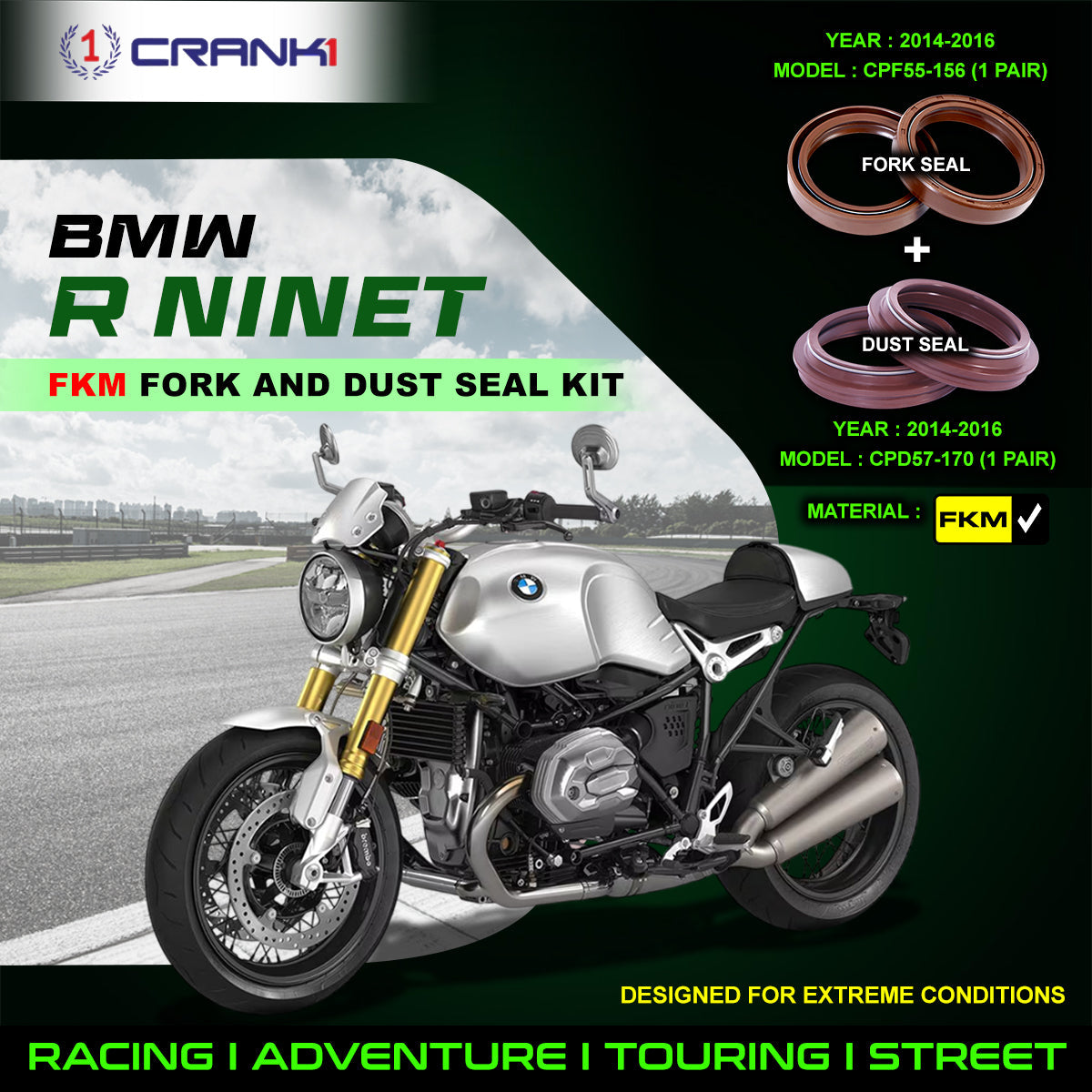 Fork And Dust Seals Kit For BMW R nineT 2014-2016 - CRANK1
