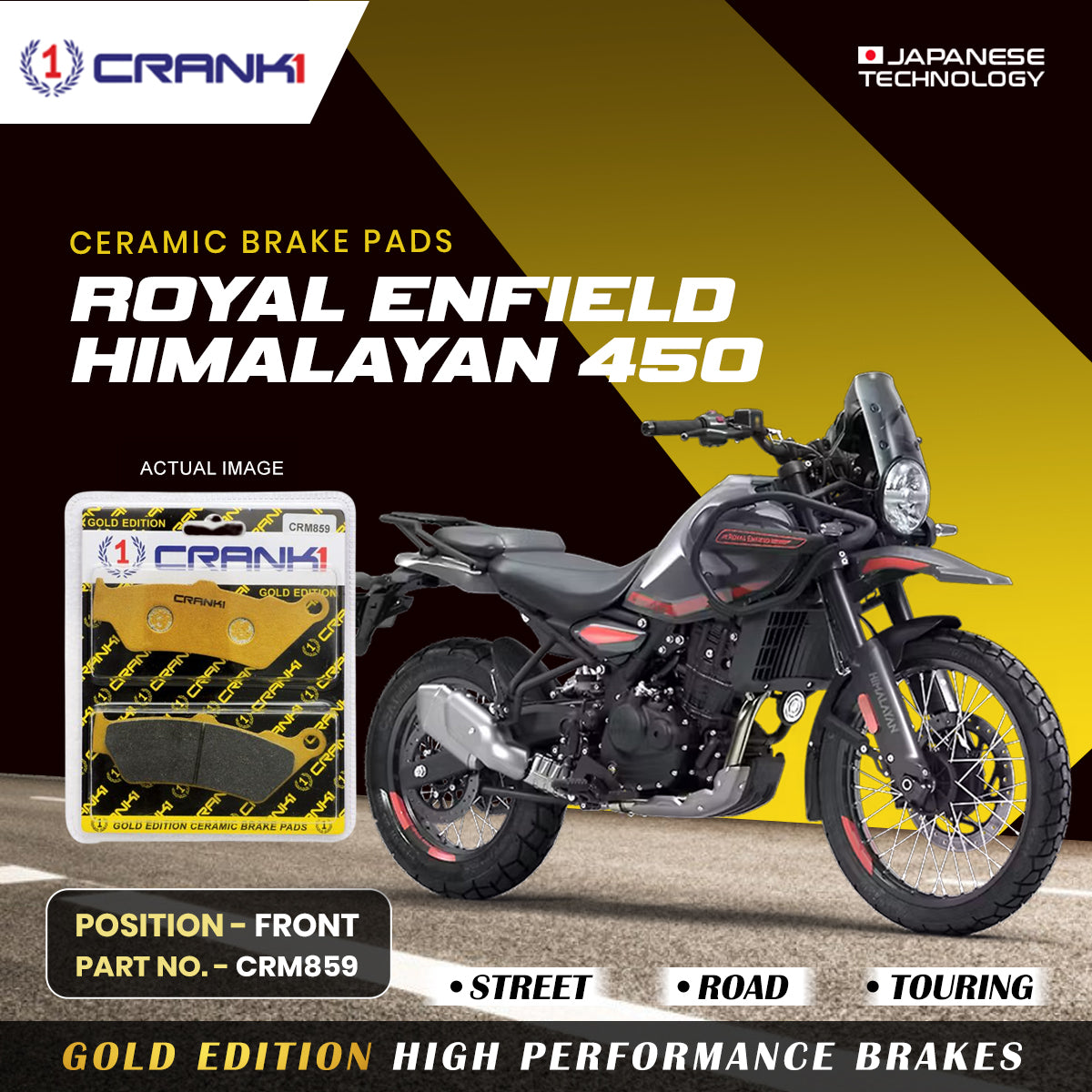 Ceramic Brake Pads For Royal Enfield Himalayan 450 Front CRM859 1 Set CRANK1