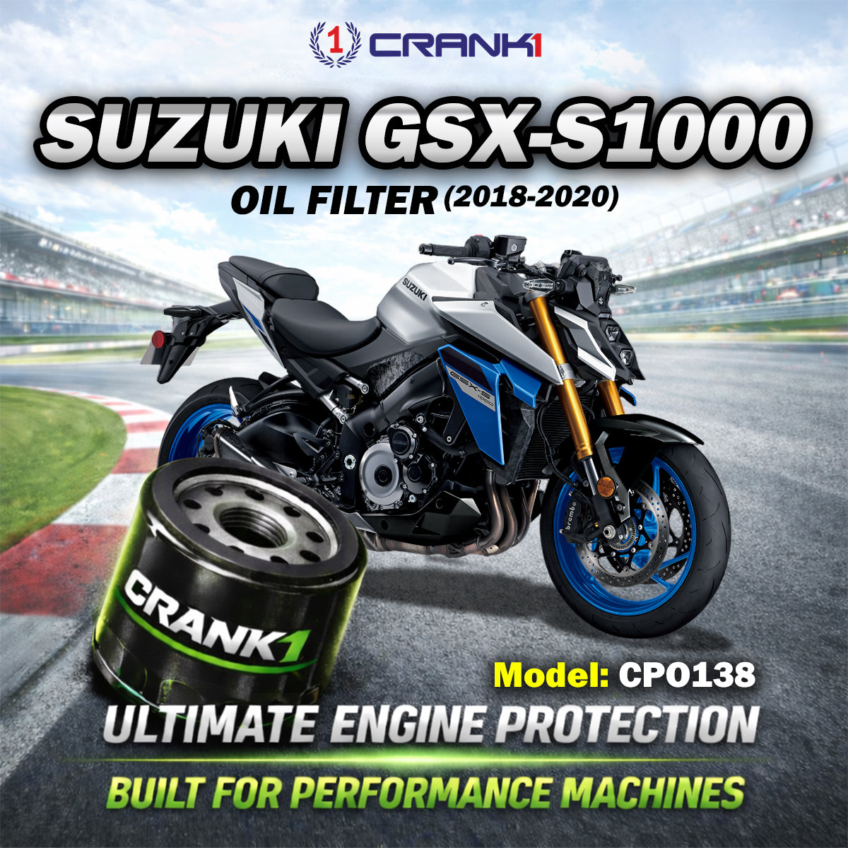 Oil Filter For Suzuki GSX-S1000 2018-2020 - CPO138 - CRANK1