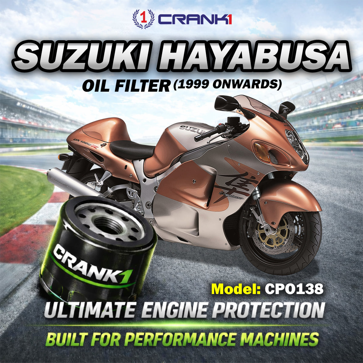 Oil Filter For Suzuki Hayabusa 1999 Onwards - CPO138 - CRANK1