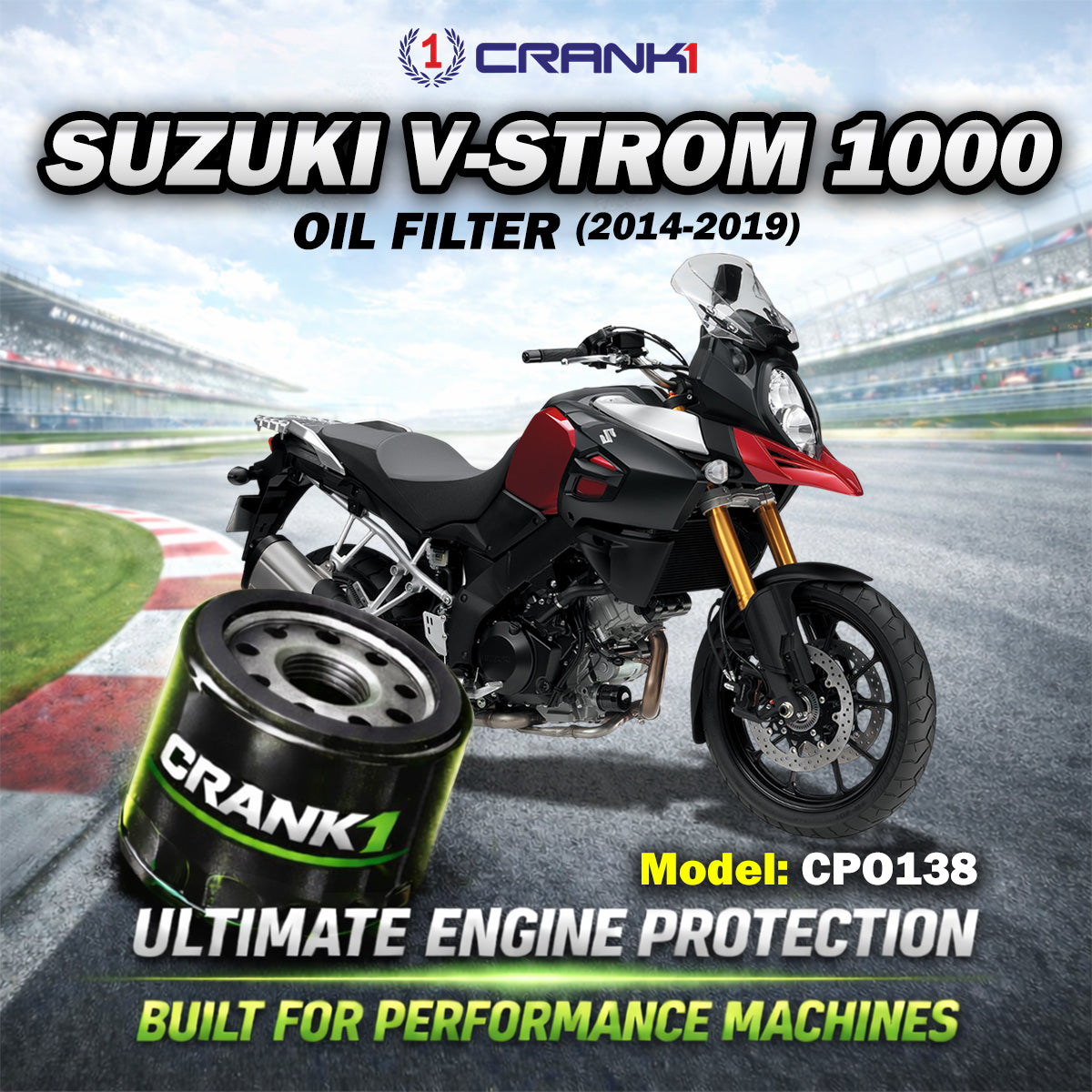 Oil Filter For Suzuki V-Strom 1000 2014-2019 - CPO138 - CRANK1
