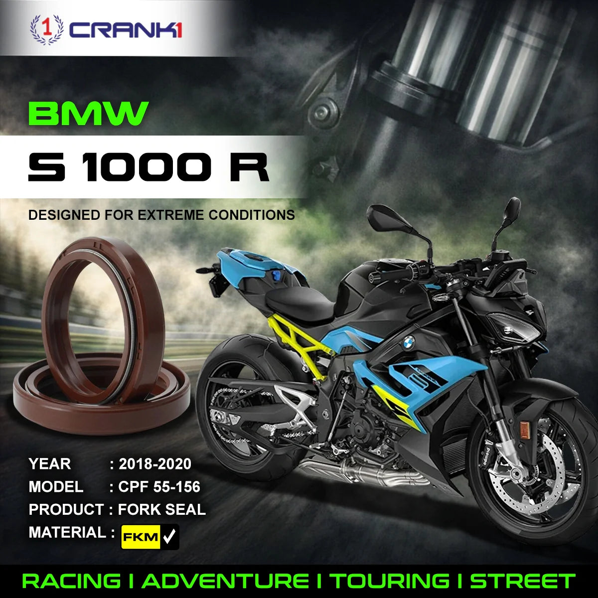 Fork Oil Seals Pair For BMW S 1000 R 2018-2020 - CPF55-156 - CRANK1