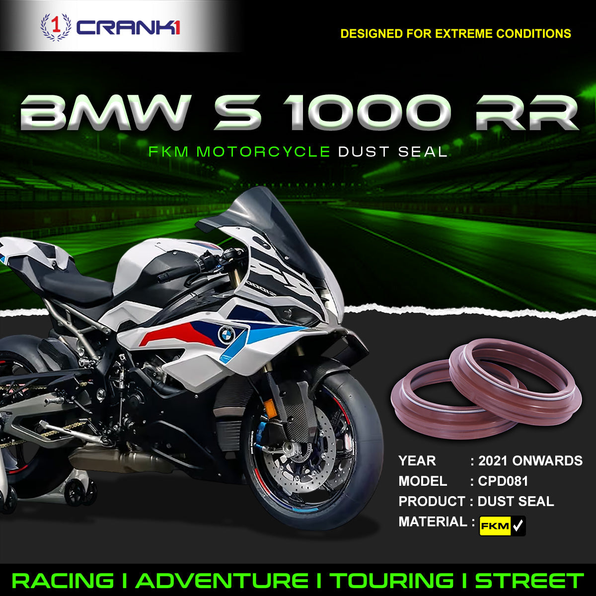 Fork Dust Seals Pair For BMW S 1000 RR 2021 Onwards - CPD081 - CRANK1