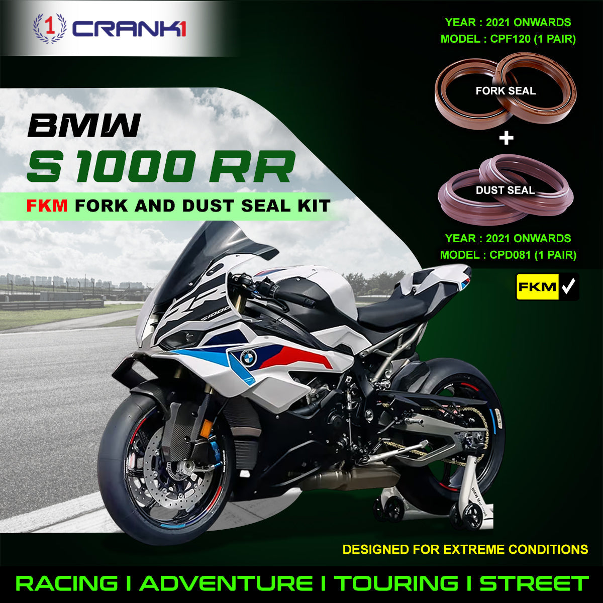 Fork And Dust Seals Kit For BMW S 1000 RR 2021 Onwards - CRANK1
