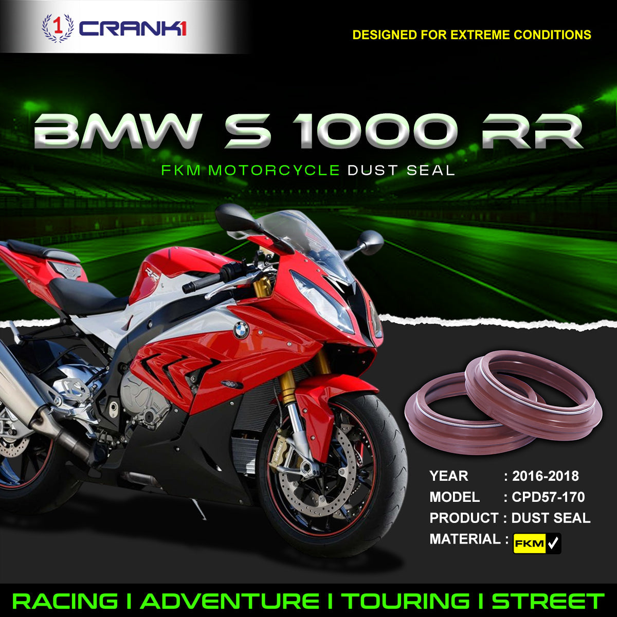 Fork Dust Seals Pair For BMW S 1000 RR 2016-2018 - CPD57-170 - CRANK1