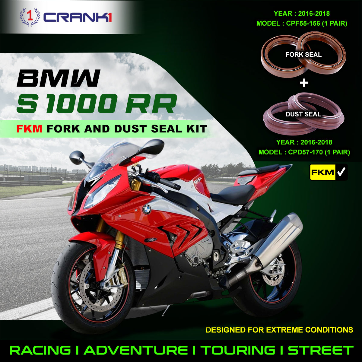 Fork And Dust Seals Kit For BMW S 1000 RR 2016-2018 - CRANK1