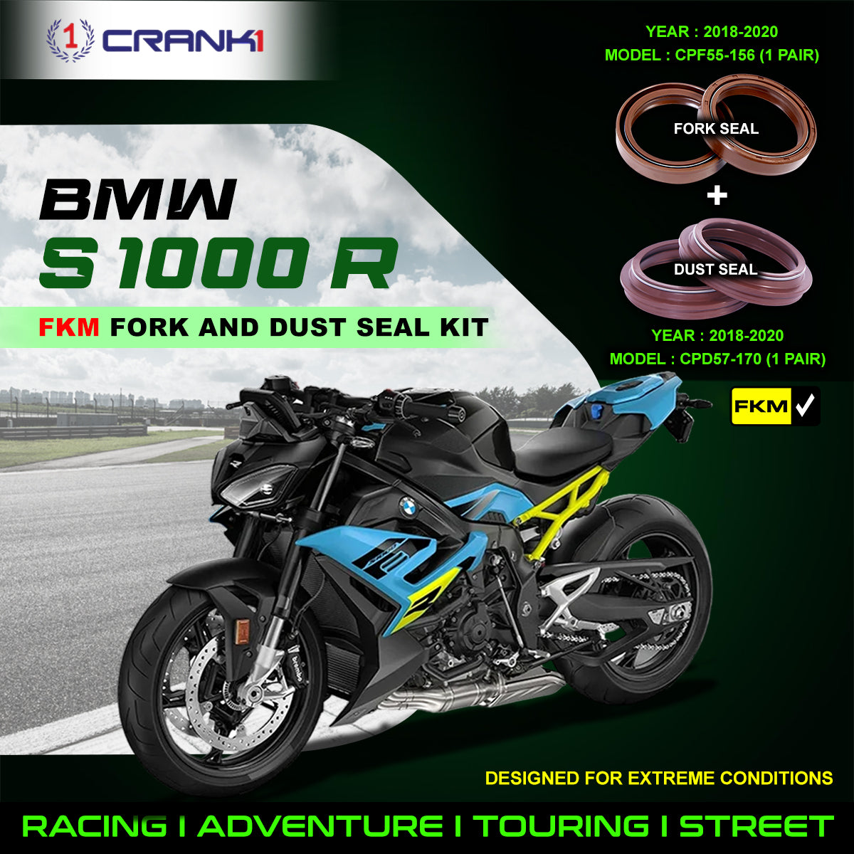 Fork And Dust Seals Kit For BMW S 1000 R 2018-2020 - CRANK1