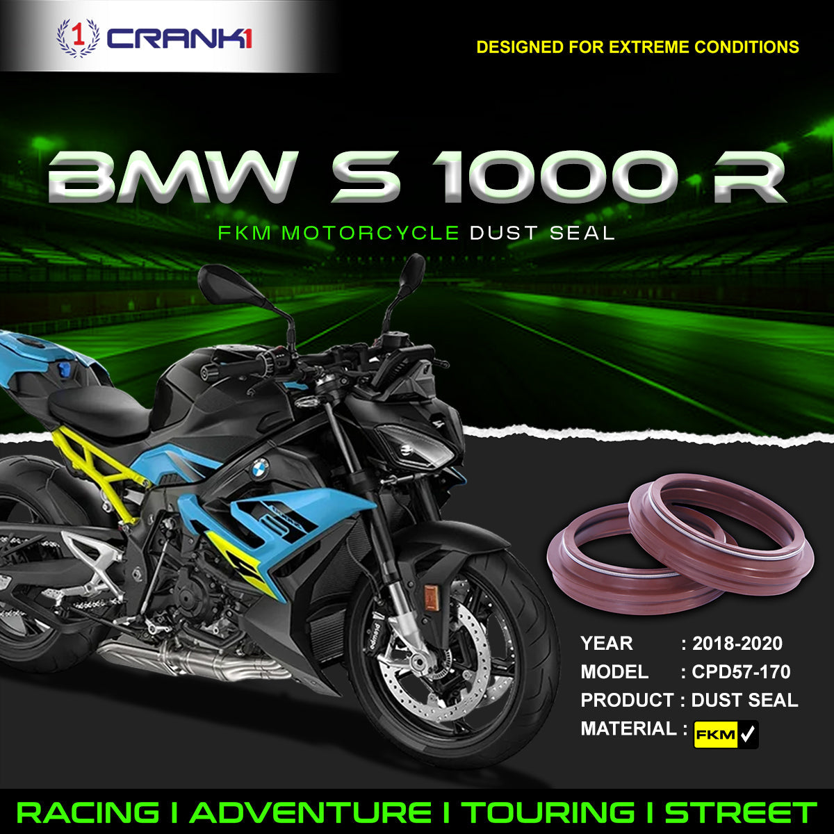 Fork Dust Seals Pair For BMW S 1000 R 2018-2020 - CPD57-170 - CRANK1