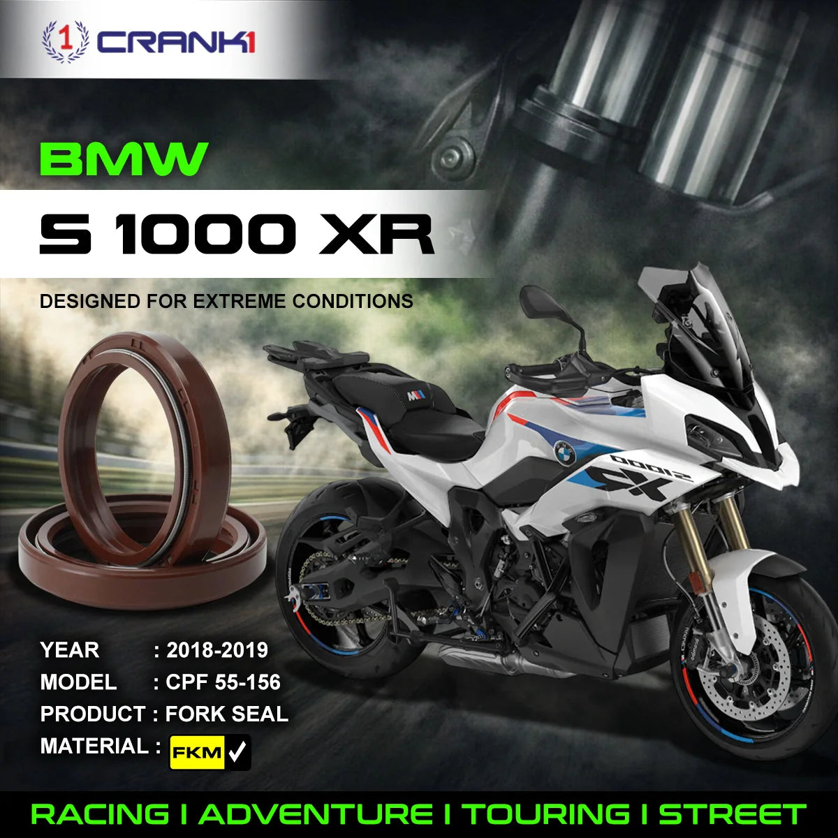 Fork Oil Seals Pair For BMW S 1000 XR 2018-2019 - CPF55-156 - CRANK1