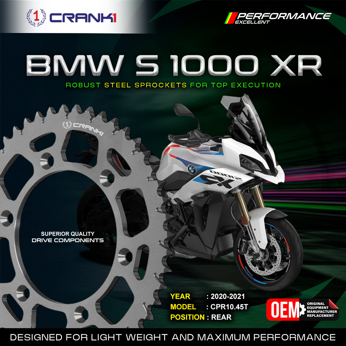 Sprocket For BMW S 1000 XR 2020-2021 - Rear - CPR10 45T - CRANK1