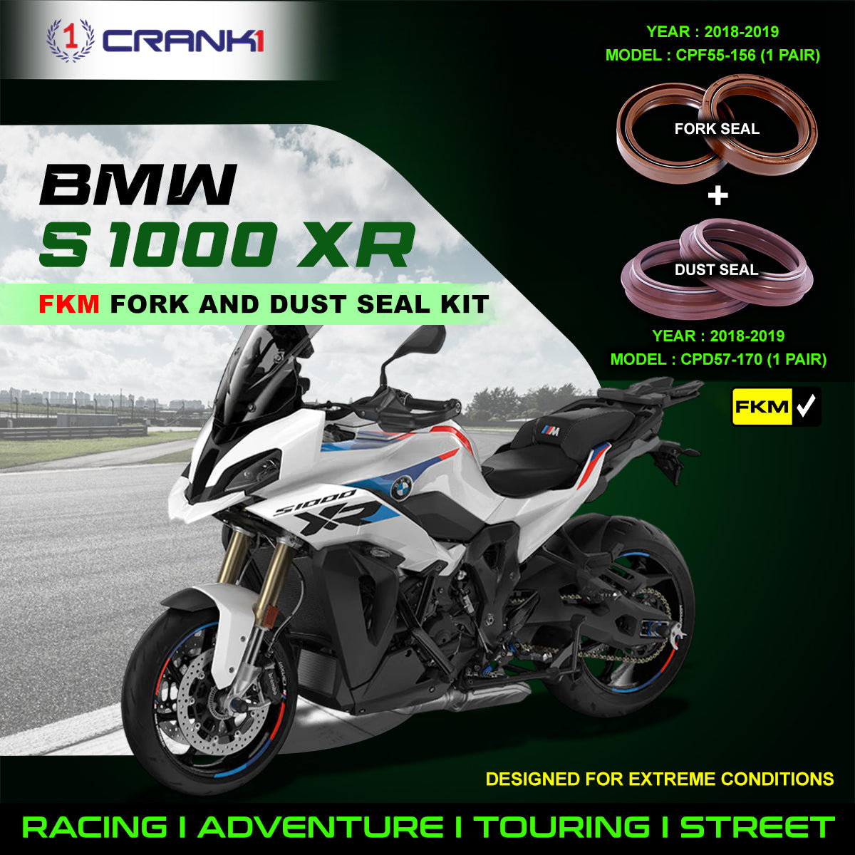 Fork And Dust Seals Kit For BMW S 1000 XR 2018-2019 - CRANK1