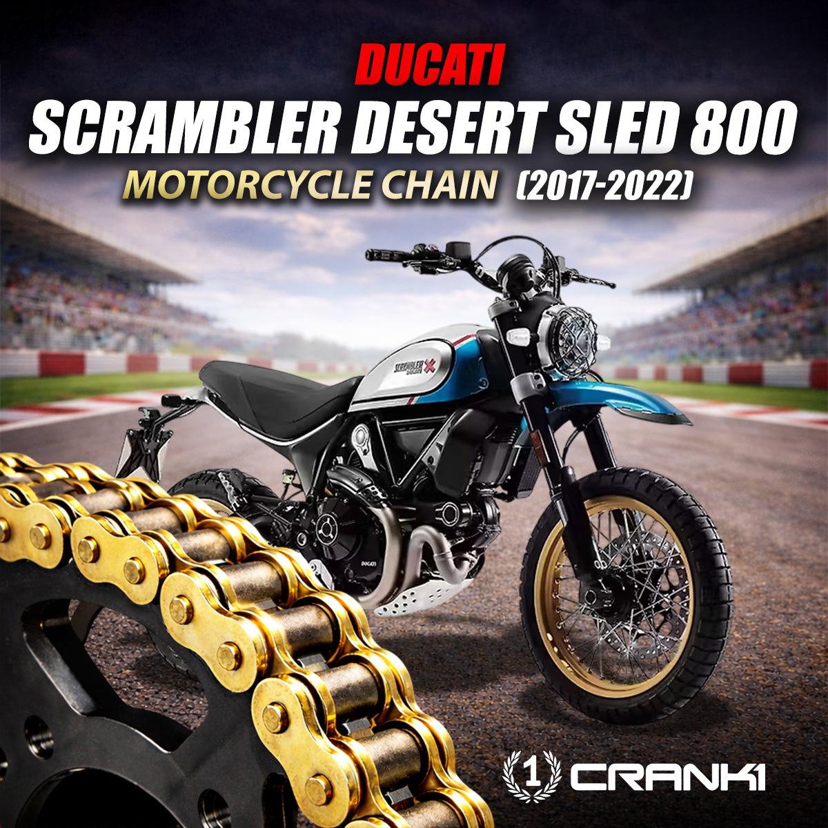 Chain For Ducati Scrambler Desert Sled 800 2017-2022 - 520 Pitch x 106 Links Gold ZVMX - CRANK1