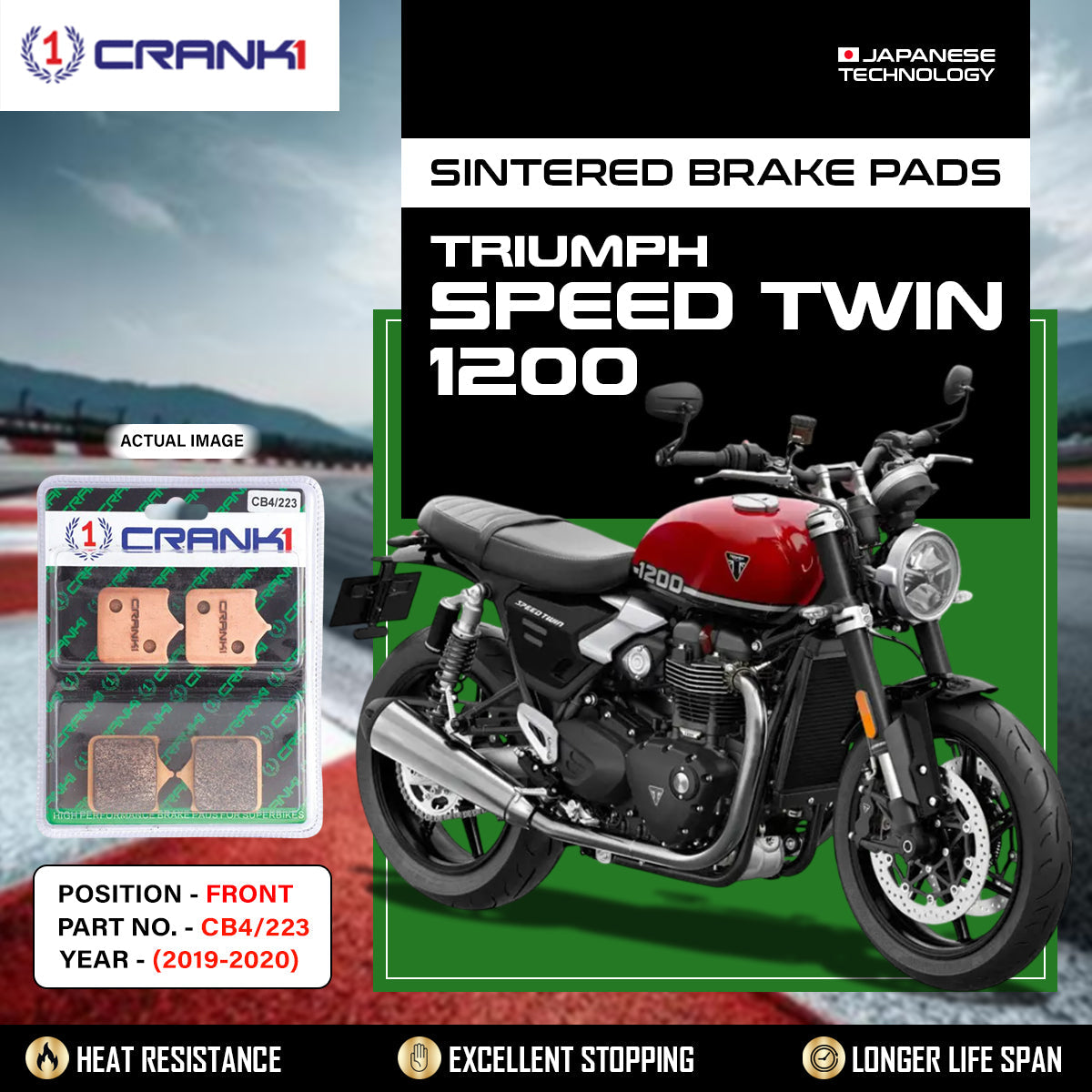 Sintered Brake Pads For Triumph Speed Twin 1200 2019-2020 - Front - CB4 223 - 2 Sets - CRANK1