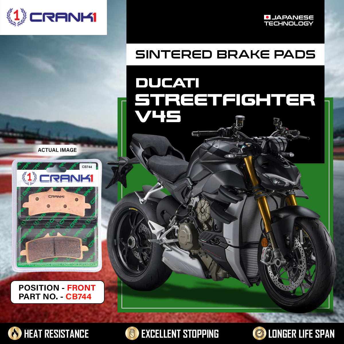 Sintered Brake Pads For Ducati Streetfighter V4S - Front - CB744 - 2 Sets - CRANK1