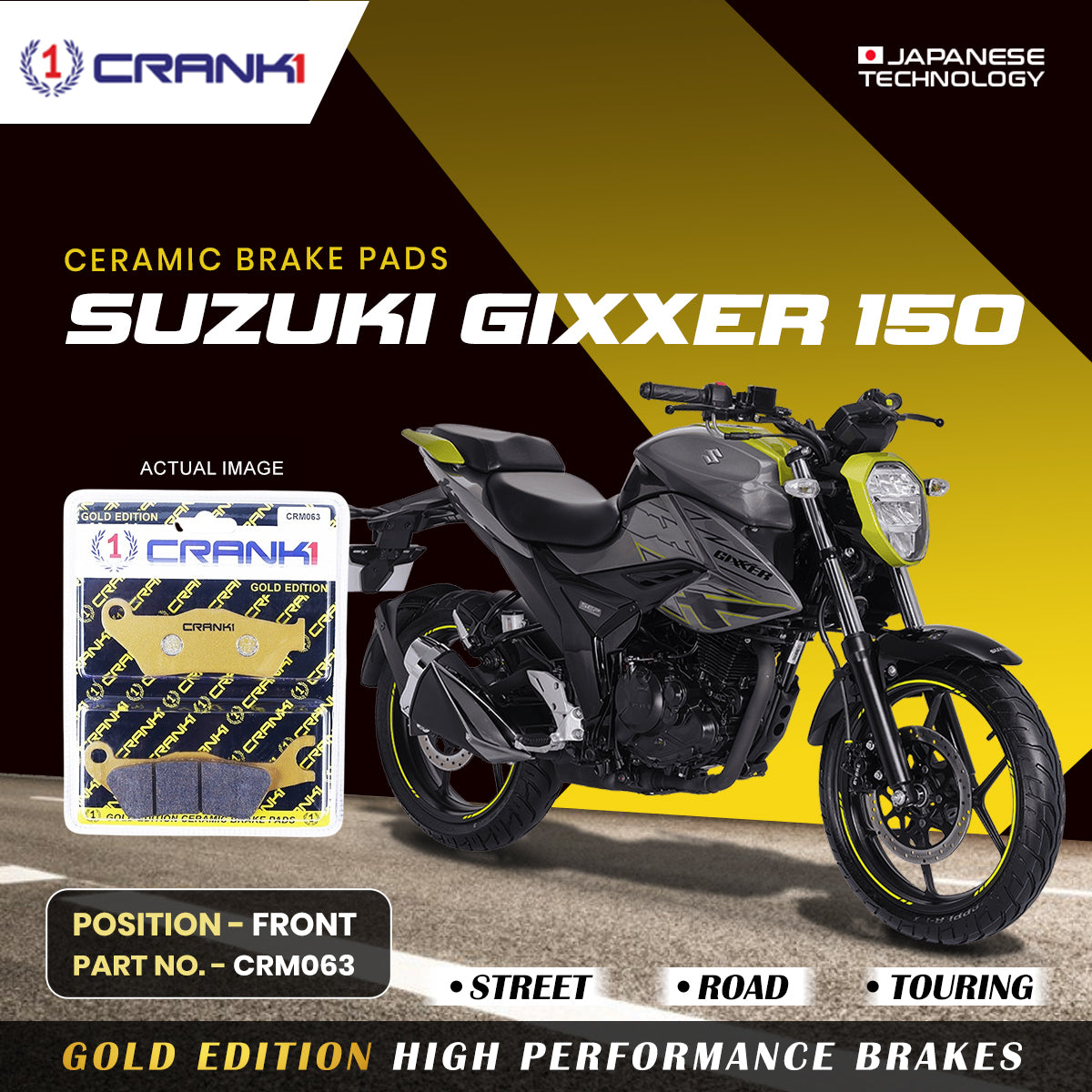 Ceramic Brake Pads For Suzuki Gixxer 150 Front CRM063 1 Set CRANK1