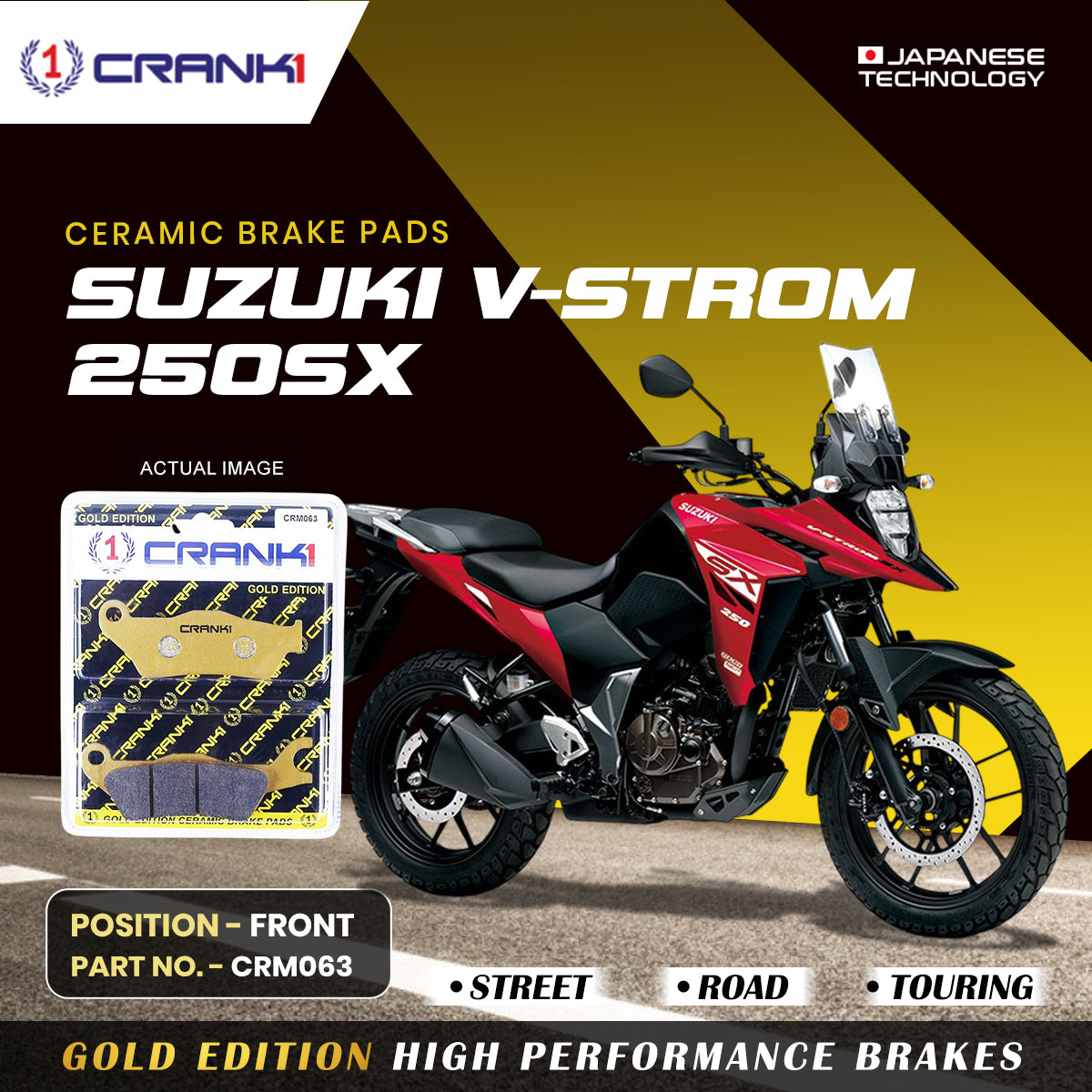 Ceramic Brake Pads For Suzuki V Strom 250SX Front CRM063 1 Set CRANK1