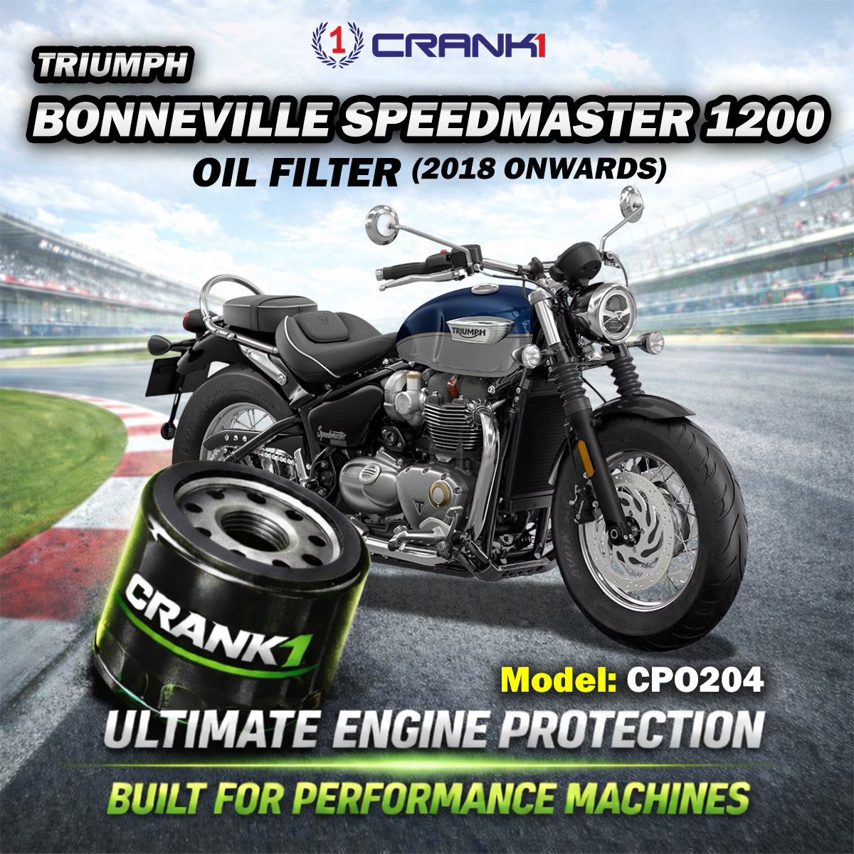 Oil Filter For Triumph Bonneville Speedmaster 1200 2018 Onwards - CPO204 - CRANK1