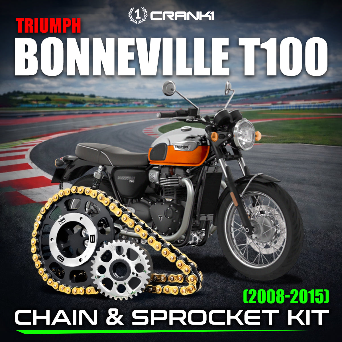 Chain And Sprocket Kit For Triumph Bonneville T100 2008-2015 - CRANK1