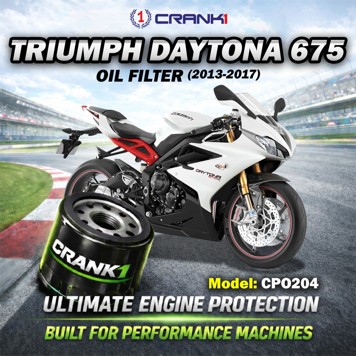 Oil Filter For Triumph Daytona 675 2013-2017 - CPO204 - CRANK1