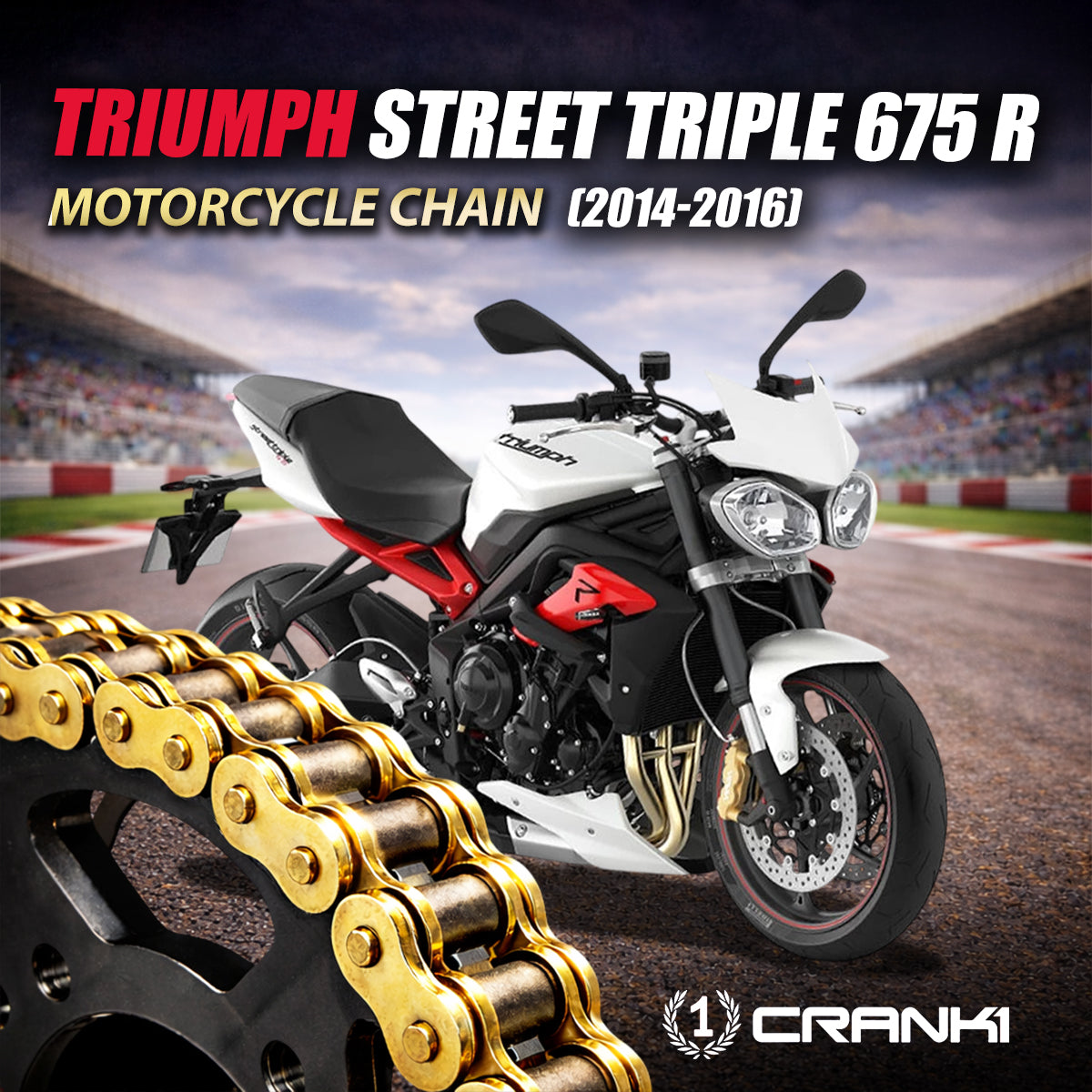 Chain For Triumph Street Triple 675 R 2014-2016 - 525 Pitch x 118 Links Gold ZVMX - CRANK1
