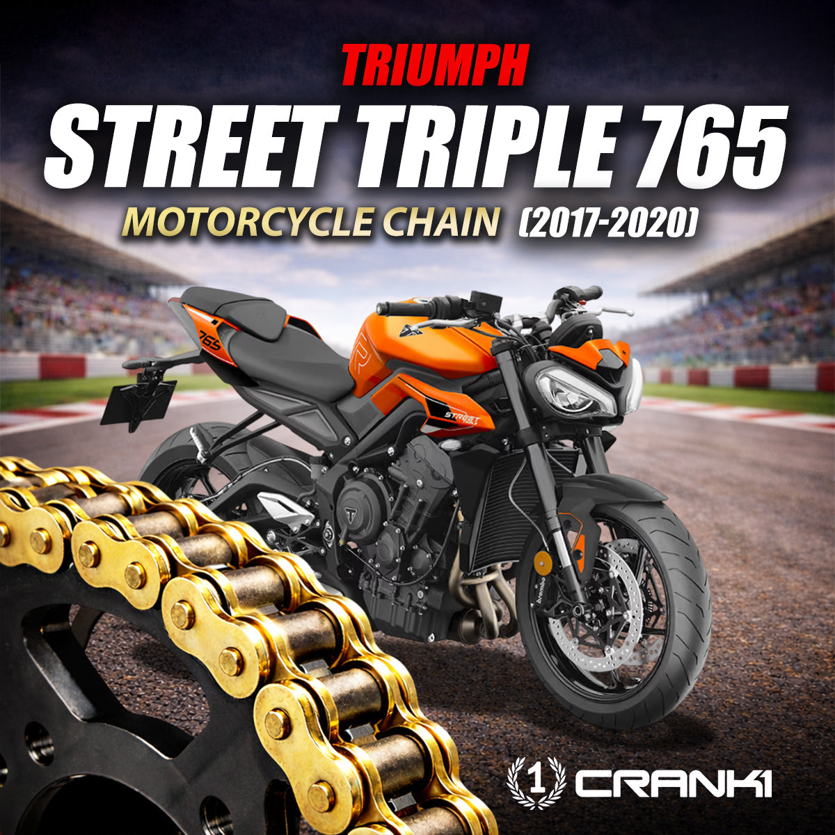 Chain For Triumph Street Triple S 765 2017-2020 - 525 Pitch x 118 Links Gold ZVMX - CRANK1