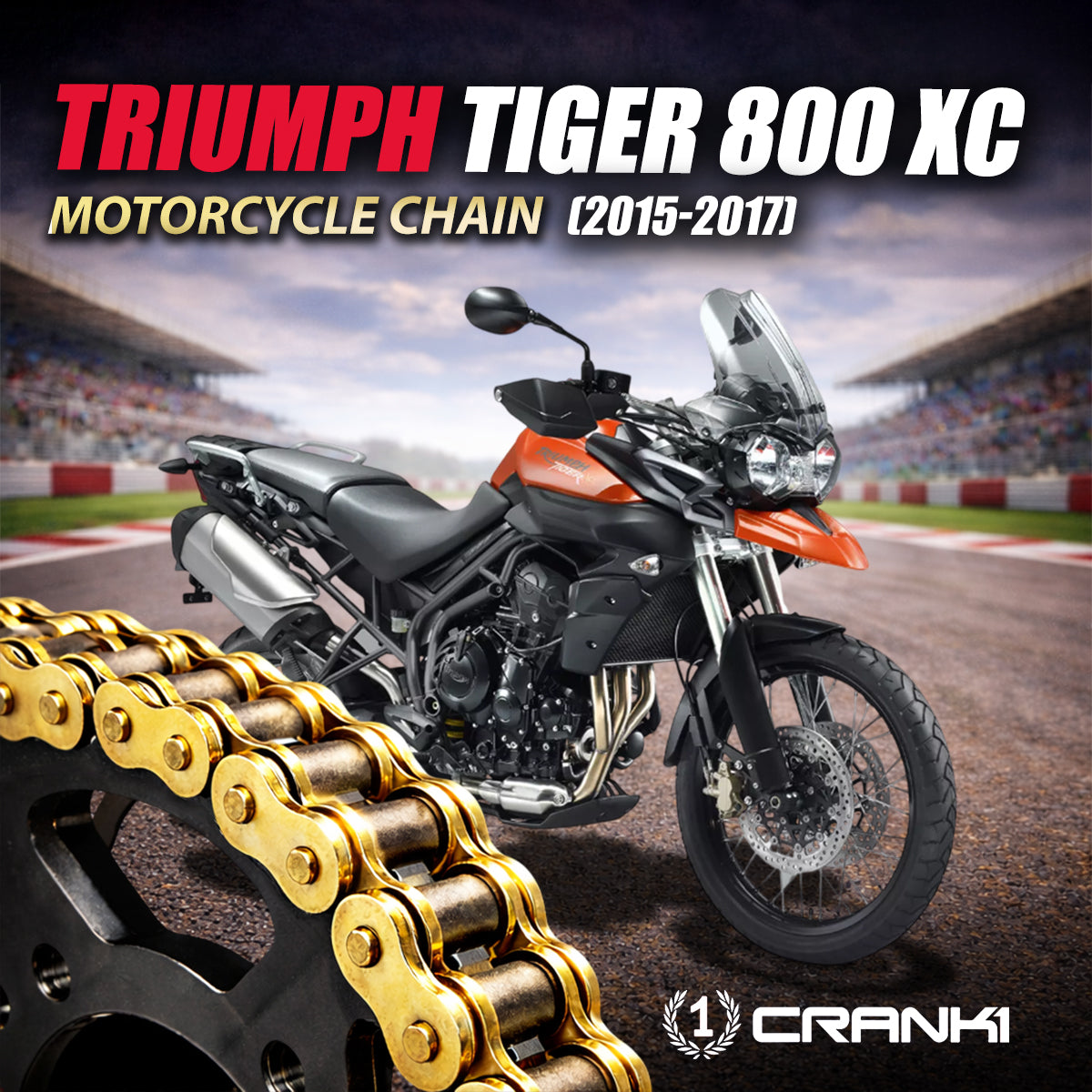 Chain For Triumph Tiger 800 XC 2015-2017 - 525 Pitch x 124 Links Gold ZVMX - CRANK1