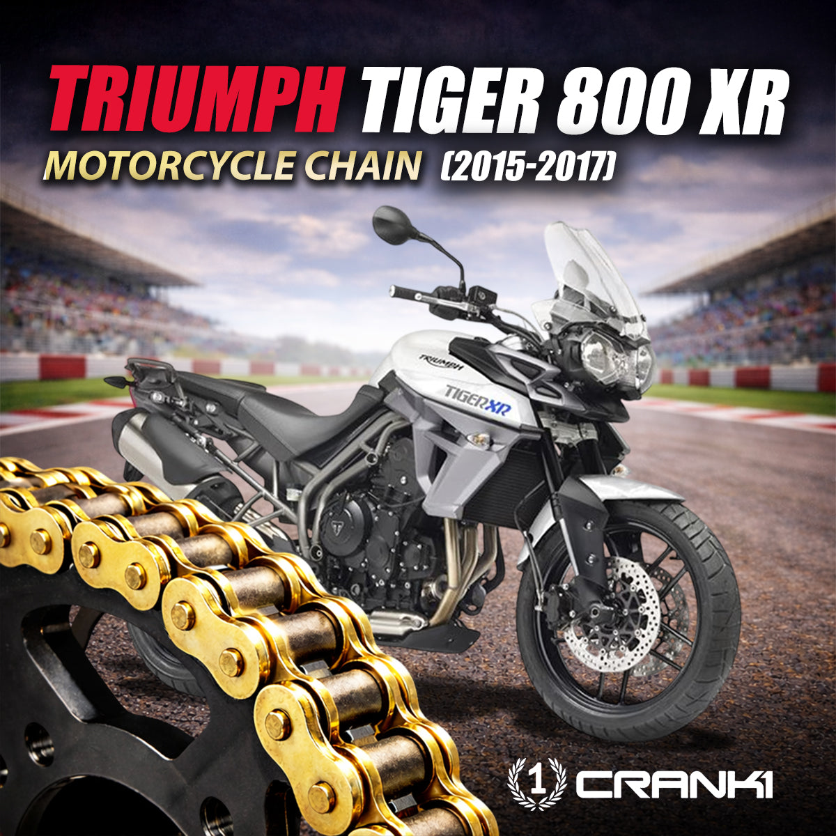 Chain For Triumph Tiger 800 XR 2015-2017 - 525 Pitch x 124 Links Gold ZVMX - CRANK1