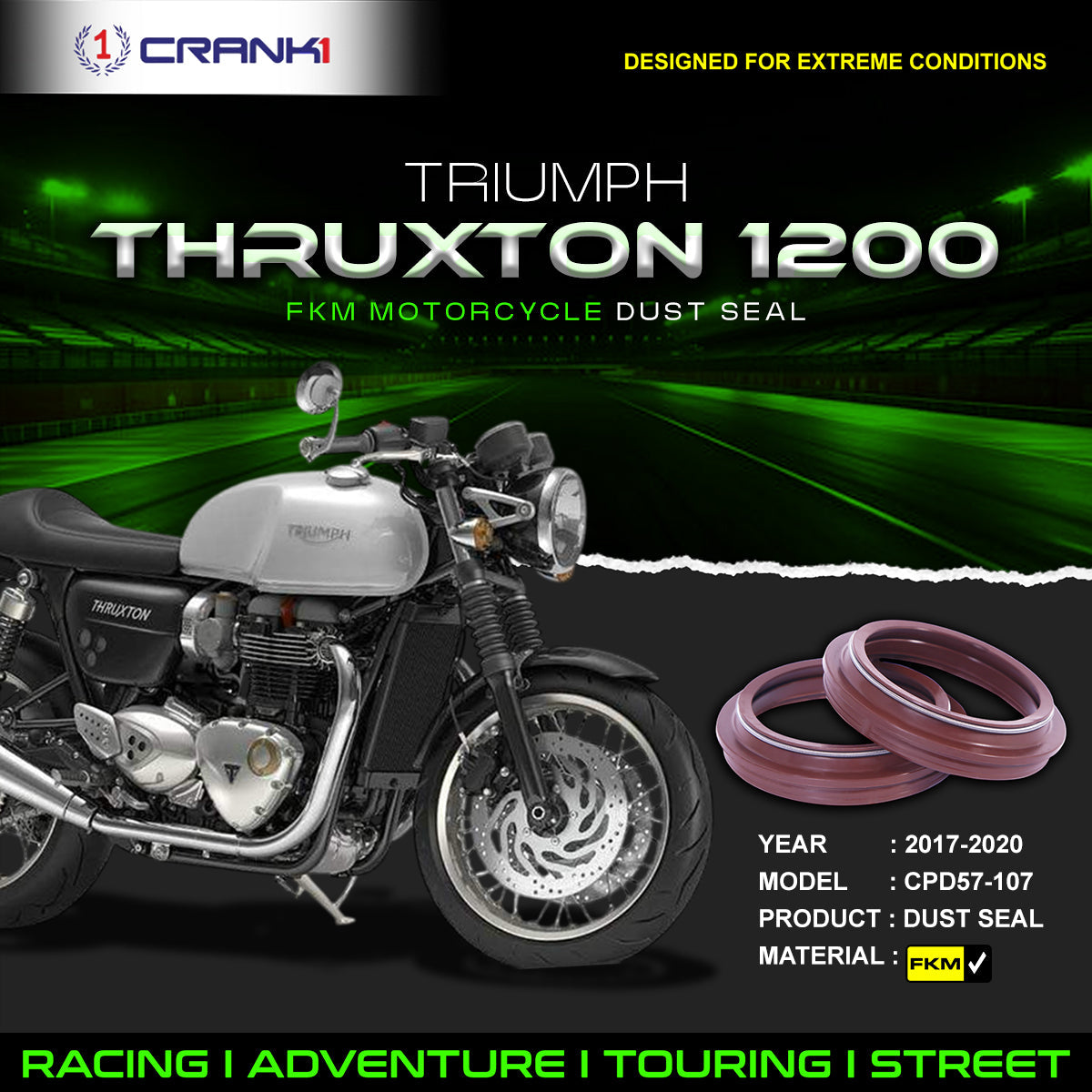 Fork Dust Seals Pair For Triumph Thruxton 1200 2017-2020 - CPD57-107 - CRANK1