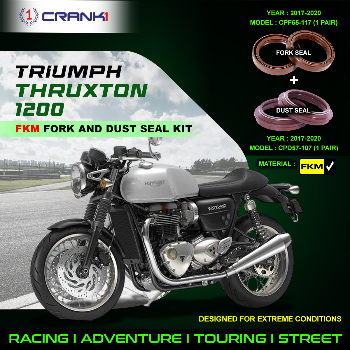 Fork And Dust Seals Kit For Triumph Thruxton 1200 2017-2020 - CRANK1