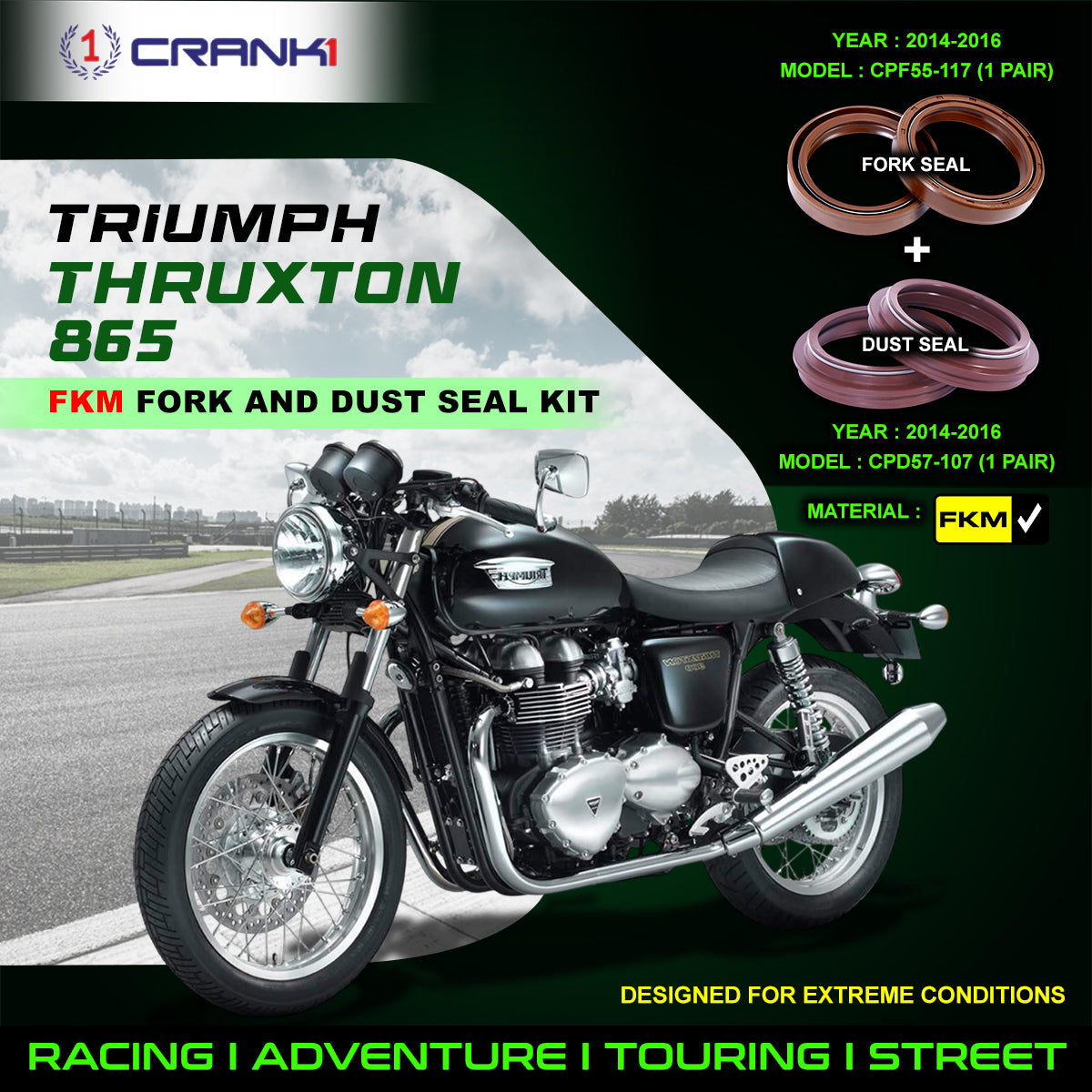 Fork And Dust Seals Kit For Triumph Thruxton 865 2014-2016 - CRANK1