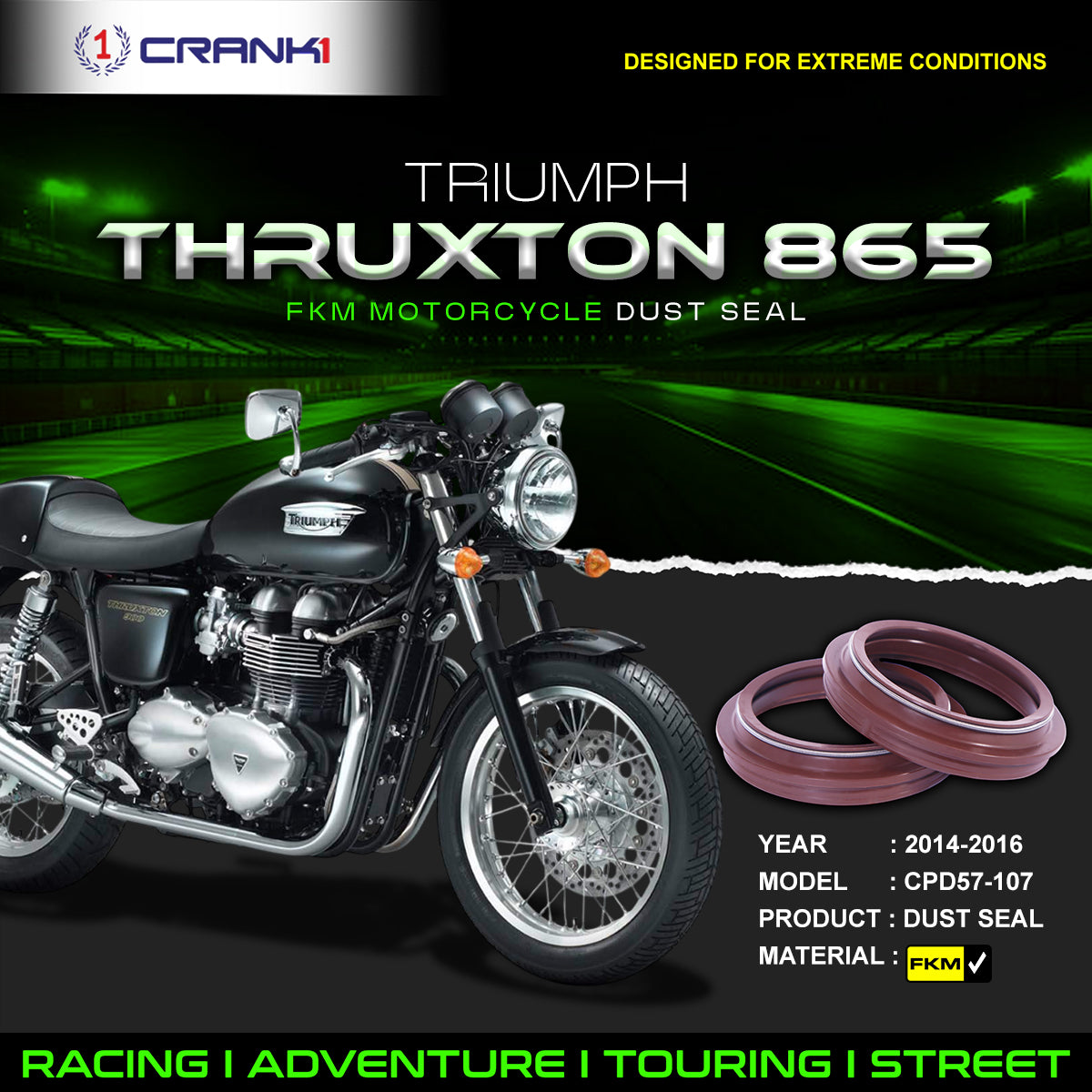 Fork Dust Seals Pair For Triumph Thruxton 865 2014-2016 - CPD57-107 - CRANK1