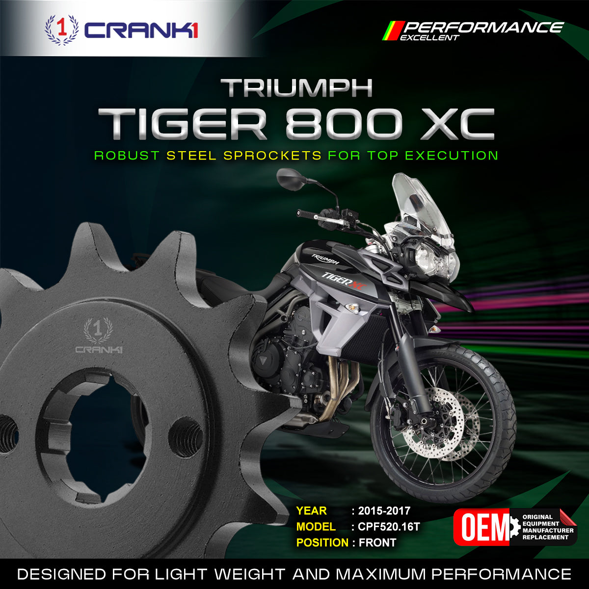 Sprocket For Triumph Tiger 800 XC 2015-2017 - Front - CPF520 16T - CRANK1