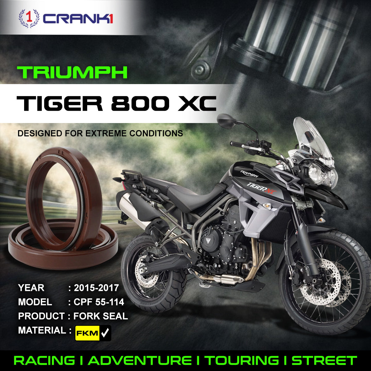 Fork Oil Seals Pair For Triumph Tiger 800 XC 2015-2017 - CPF55-114 - CRANK1