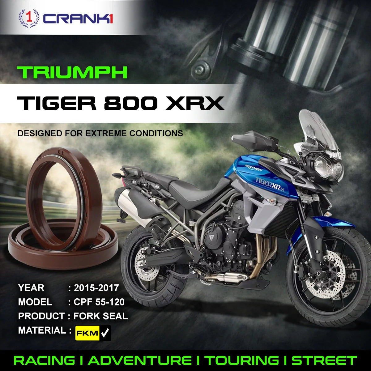 Fork Oil Seals Pair For Triumph Tiger 800 XRX 2015-2017 - CPF55-120 - CRANK1