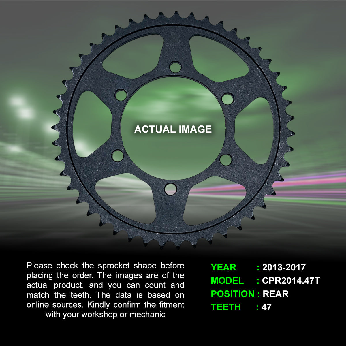 Sprocket For Triumph Daytona 675 2013-2017 - Rear - CPR2014 47T - CRANK1