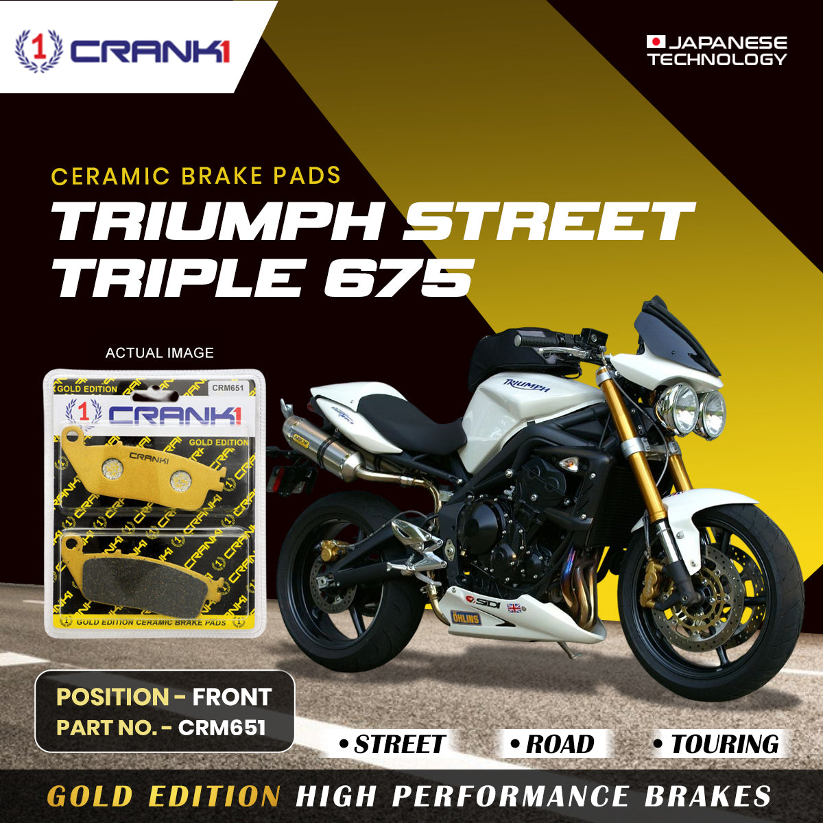 Ceramic Brake Pads For Triumph Street Triple 675 Front CRM651 2 Sets CRANK1