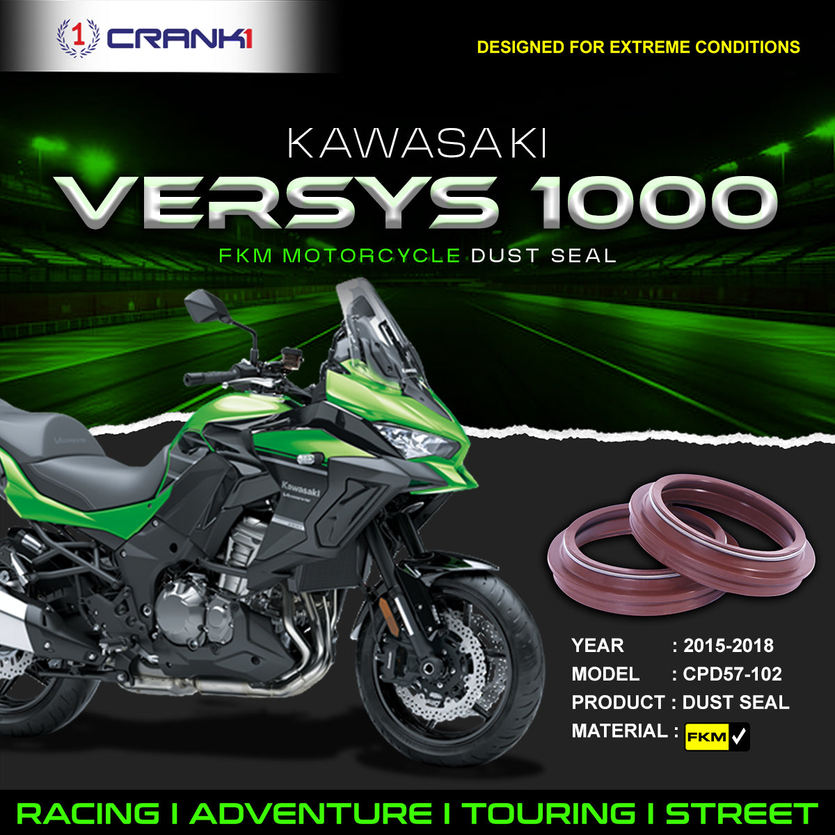 Fork Dust Seals Pair For Kawasaki Versys 1000 2015-2018 - CPD57-102 - CRANK1