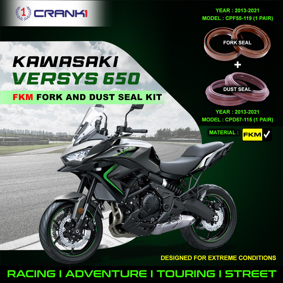Fork And Dust Seals Kit For Kawasaki Versys 650 2013-2021 - CRANK1