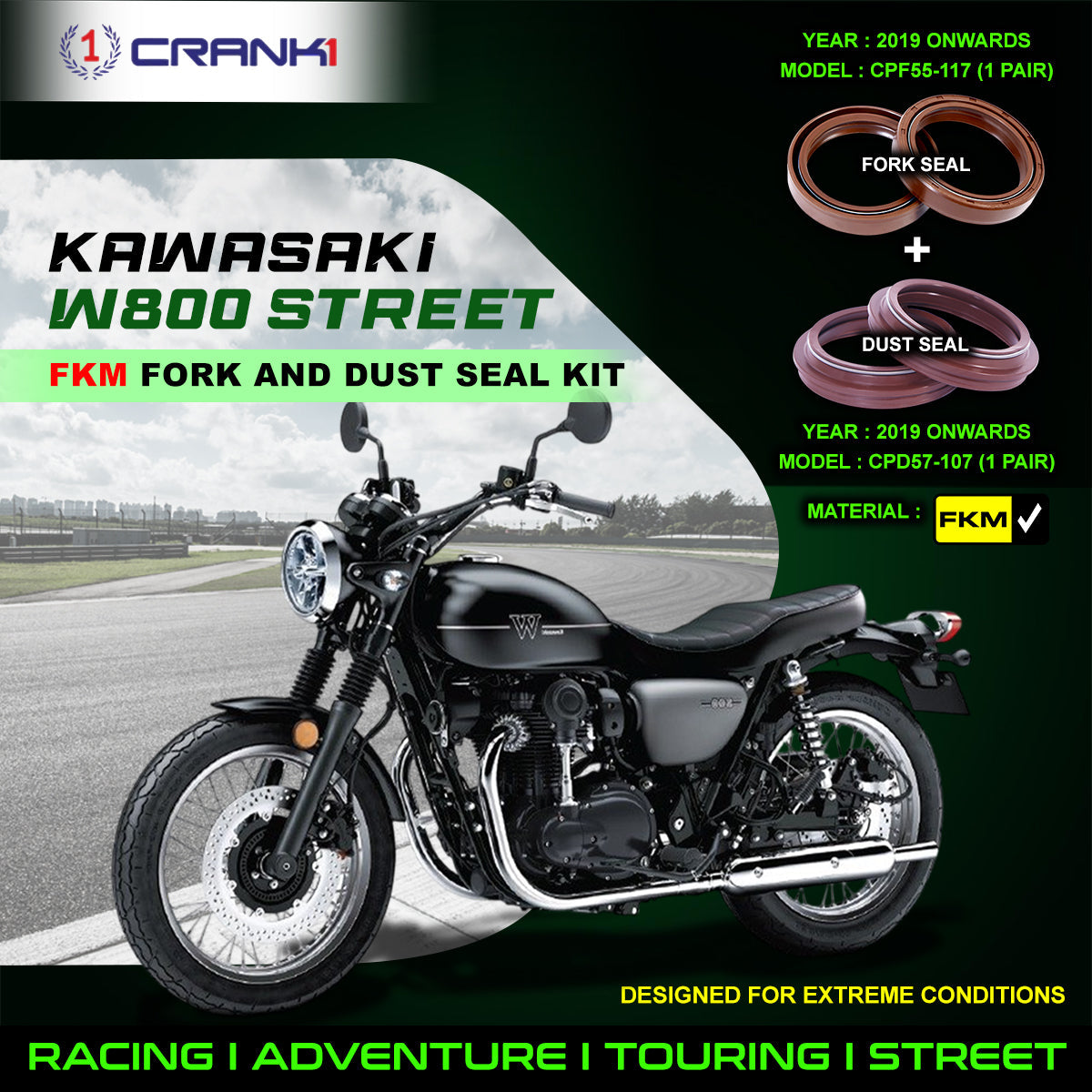 Fork And Dust Seals Kit For Kawasaki W800 Street 2019 Onwards - CRANK1