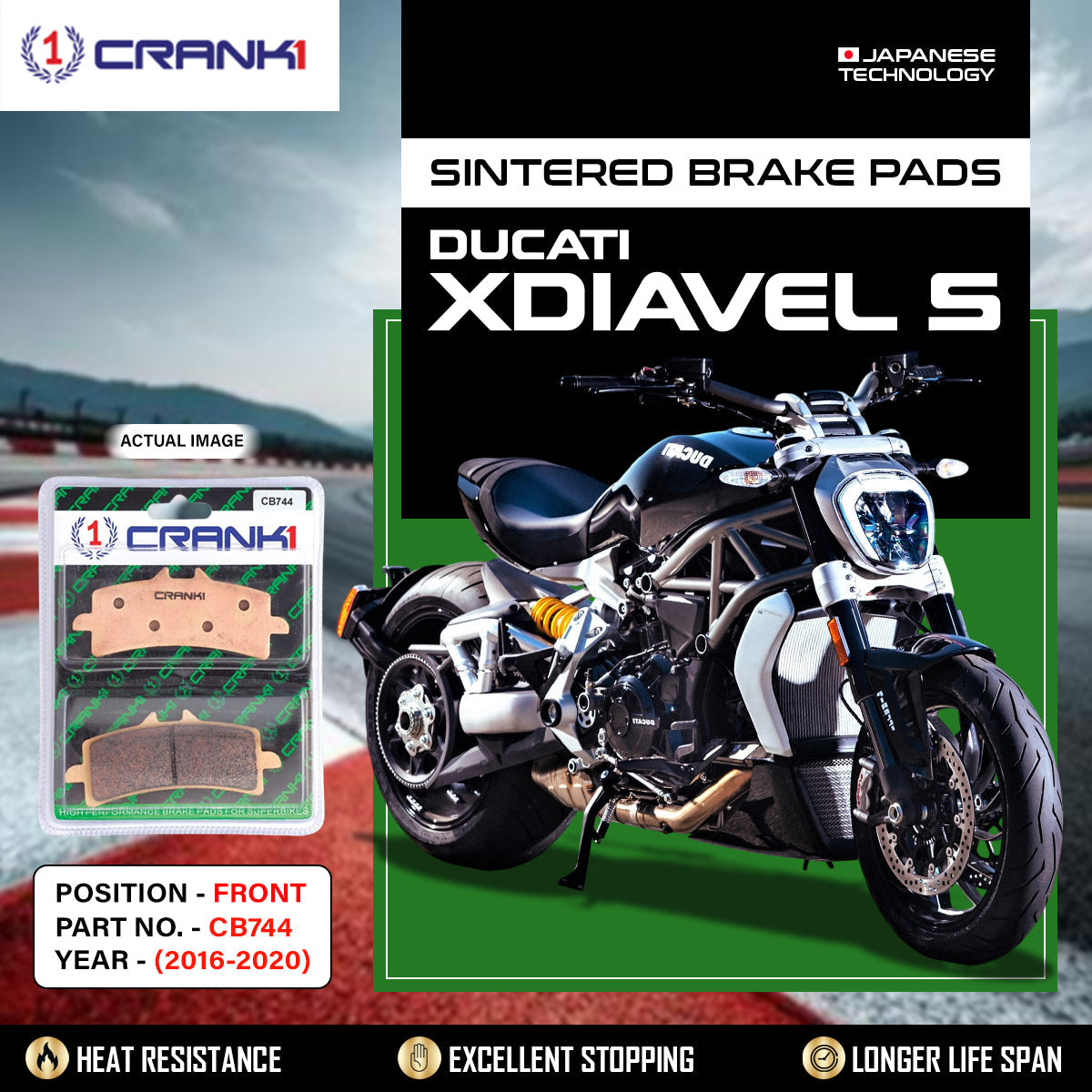 Sintered Brake Pads For Ducati XDiavel S 2016-2020 - Front - CB744 - 2 Sets - CRANK1