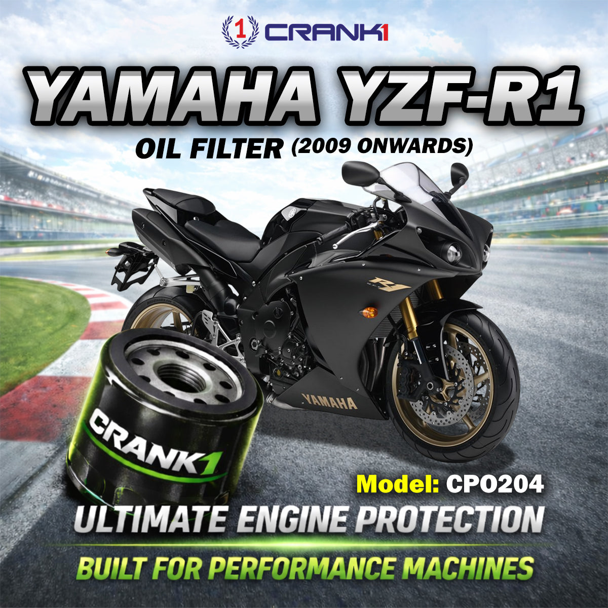 Oil Filter For Yamaha YZF-R1 2009 Onwards - CPO204 - CRANK1