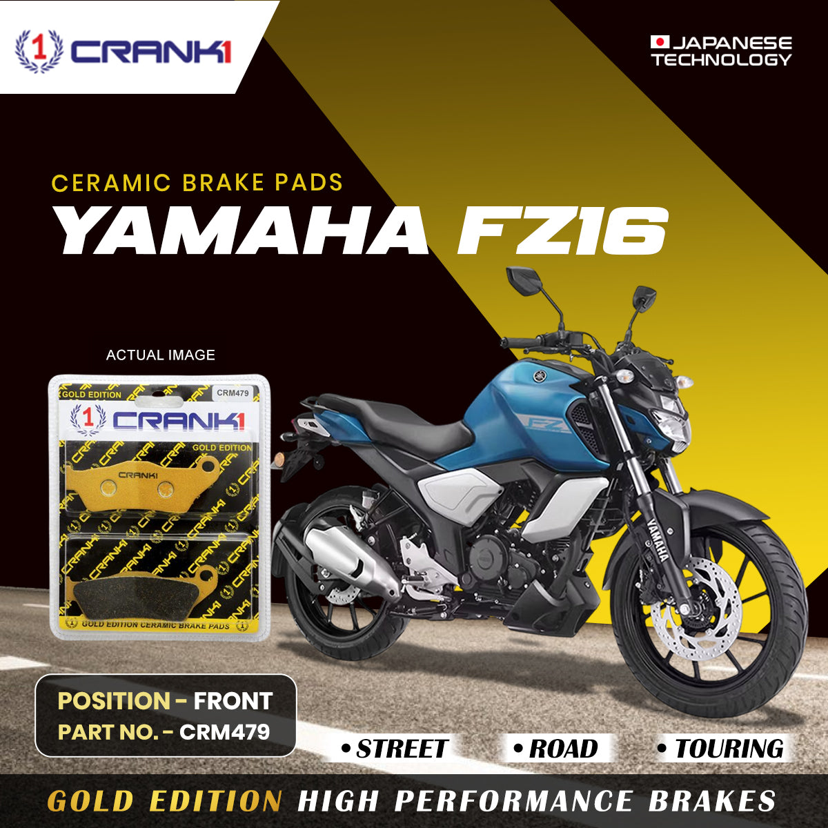 Ceramic Brake Pads For Yamaha FZ16 Front CRM479 1 Set CRANK1