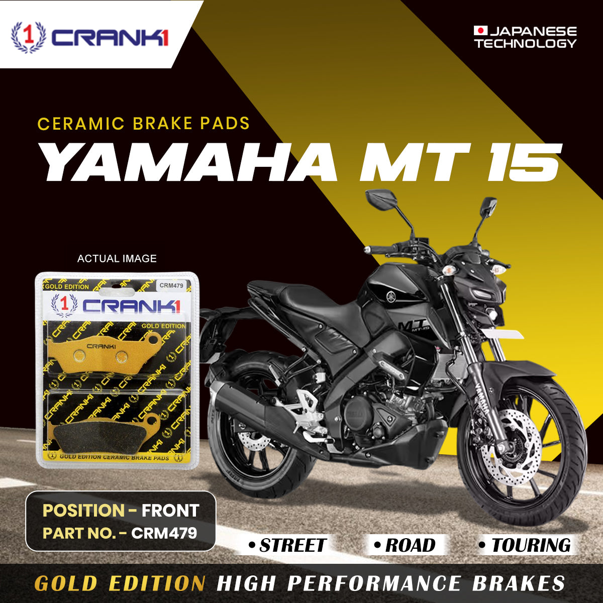 Ceramic Brake Pads For Yamaha MT 15 Front CRM479 1 Set CRANK1